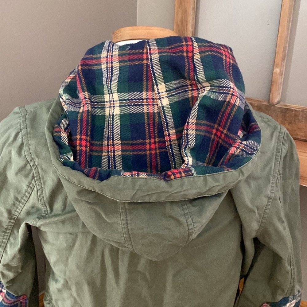 Mine olive green & plaid utility jacket with hood size large - Picture 5 of 9